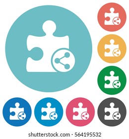 Share plugin flat white icons on round color backgrounds