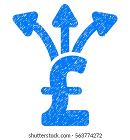 Share Pound grainy textured icon for overlay watermark stamps. Flat symbol with dirty texture. Dotted vector blue ink rubber seal stamp with grunge design on a white background.