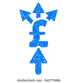 Share Pound Payment grainy textured icon for overlay watermark stamps. Flat symbol with scratched texture. Dotted vector blue ink rubber seal stamp with grunge design on a white background.