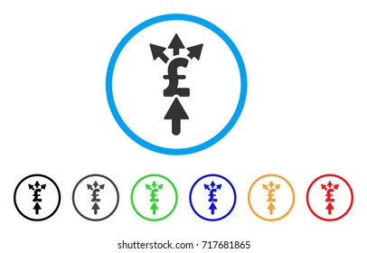 Share Pound Payment rounded icon. Style is a flat share pound payment grey symbol inside light blue circle with black, gray, green, blue, red, orange variants.