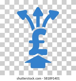 Share Pound vector icon. Illustration style is a flat iconic cobalt symbol on a transparent background.