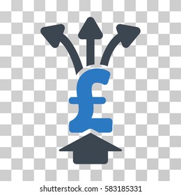 Share Pound vector pictograph. Illustration style is a flat iconic bicolor smooth blue symbol on a transparent background.