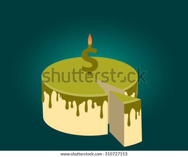 Share of profits. Piece of cake and candle.\
Vector illustration