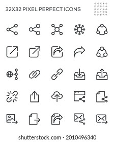 Share, Publish, Link, Send, Upload. Simple Interface Icons for Web and Mobile Apps. Editable Stroke. 32x32 Pixel Perfect.