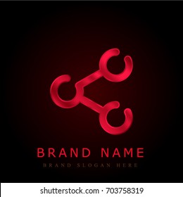 Share red chromium metallic logo