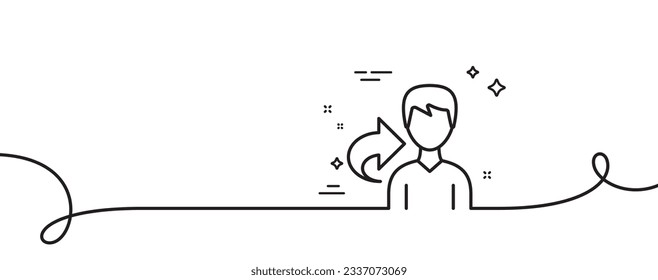 Share refer line icon. Continuous one line with curl. User or businessman person sign. Male silhouette symbol. Share single outline ribbon. Loop curve pattern. Vector
