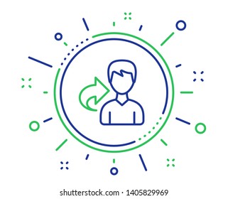 Share refer line icon. User or businessman person sign. Male silhouette symbol. Quality design elements. Technology share button. Editable stroke. Vector