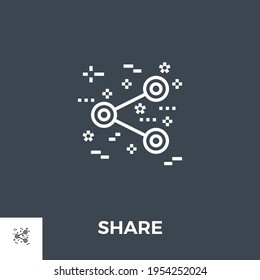 Share Related Vector Thin Line Icon. Isolated on Black Background. Editable Stroke. Vector Illustration.