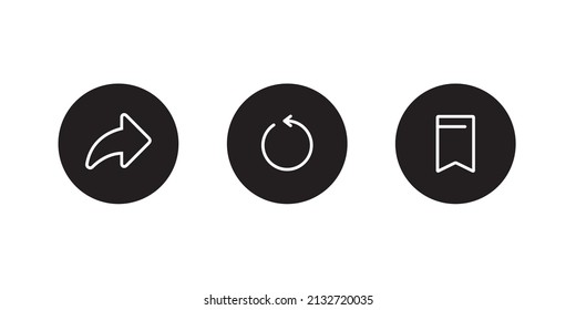 Share, Reload, And Save Button Icon Vector In Circle Shape