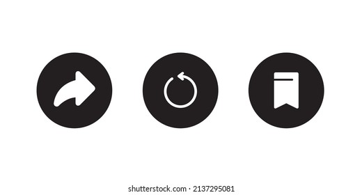 Share, Reload, and Save Icon Vector. Menu Icons of Streaming App