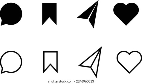 Share, save, like and comment icon set. Vector EPS 10
