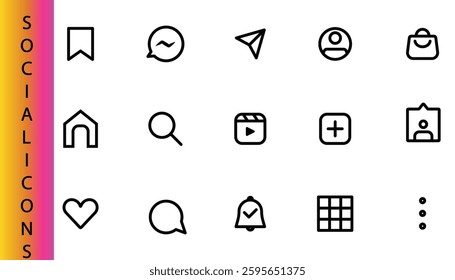 Share, save, like, comment and other social media icon set	