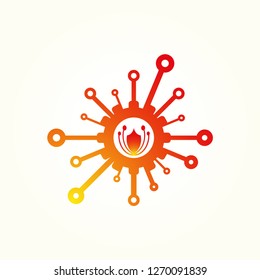 Share security with gear template icons, vector logo technology for business companies, elements, illustrations