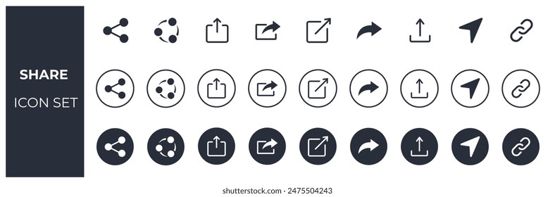 Share and send icon set