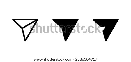 Share, send icon set isolated on white background. Social media paper plane sign symbol