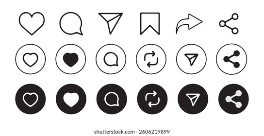 Share and send icon set. Social media interface icon. share vector icon. Arrow symbol. button connection illustration sign collection. Vector Eps 10