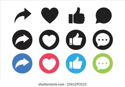 Share and send icon set.Share Link Button for Social Media Line and Silhouette Icon.Vector Illustration EPS 10