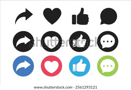 Share and send icon set.Share Link Button for Social Media Line and Silhouette Icon.Vector Illustration EPS 10