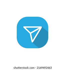 Compartir, enviar vector de icono aislado en un fondo cuadrado