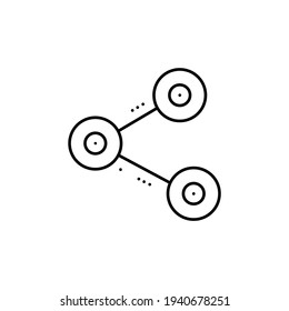 Share or send line icon in black. Sharing outline simple logotype. Trendy flat style isolated symbol for: illustration, minimal, logo, mobile, app, emblem, design, web, site, ui, ux. Vector EPS 10