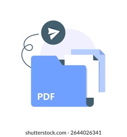 share or send with PDF document file format concept,simple style of graphic element, icon