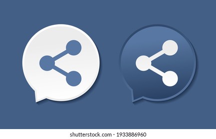 Share, send, publish icon. Bubble text with share icon. Isolated on blue background. Illustration vector