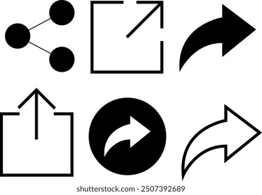 Share and send, Universal icons collection. Vector illustration isolated on white background.