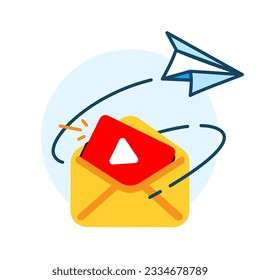 Share or send with video format file message concept illustration flat design vector eps10. modern graphic element for landing page, empty state ui, infographic, icon