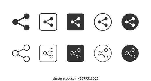 share, sharing, social network, connector, circles, shapes and symbols, Essential Icons and Trending Styles for Mobile Apps, Websites, and Software. Minimalistic, Flat Design, Line Icons.