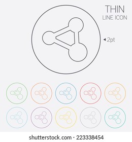 Share sign icon. Link technology symbol. Thin line circle web icons with outline. Vector