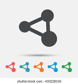 Share sign icon. Link technology symbol. Graphic element on white background. Colour clean flat share icons. Vector
