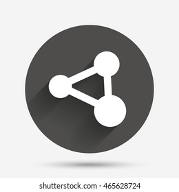 Share sign icon. Link technology symbol. Circle flat button with shadow. Vector