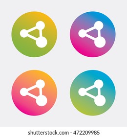 Share sign icon. Link technology symbol. Gradient flat buttons with icon. Modern design. Vector