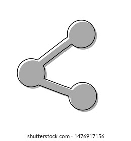 Share sign illustration. Black line icon with gray shifted flat filled icon on white background. Illustration.