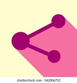 Share sign illustration. Flirt color icon with cyclamen flat style shadow path on cream background.