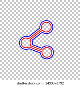 Share sign illustration. Red, white and contour icon at transparent background. Illustration.