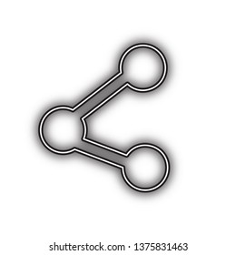 Share sign illustration. Vector. Double contour black icon with soft shadow at white background. Isolated.