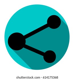 Share sign illustration. Vector. Flat black icon with flat shadow on sky circle with white background. Isolated.