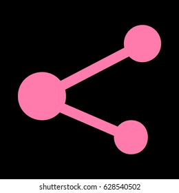 Share sign illustration. Vector. Pink icon on black background.