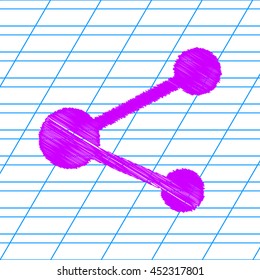 Share sign illustration. Violet scribble icon with school paper.