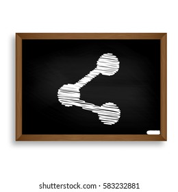 Share sign illustration. White chalk icon on black school board 