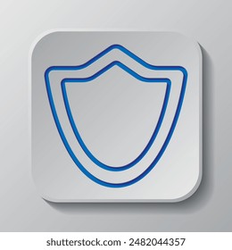 Share simple icon vector. Flat design. Paper cut design. Cutted blue symbol with shadow. Gray badge button, gray background.ai