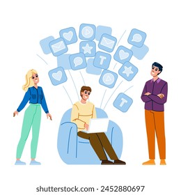 share social bookmarking vector. save tag, organize web, network community share social bookmarking character. people flat cartoon illustration