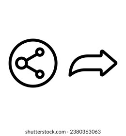 
Comparte un icono en los medios sociales. compartir vector con estilo de línea aislado fondo blanco editable.
