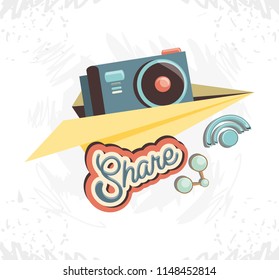 share social media with paper airplane