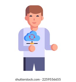 Share storage hosting, flat icon of cloud sync 
