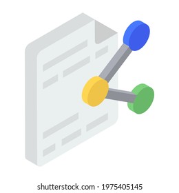 Share symbol on file, file share isometric icon