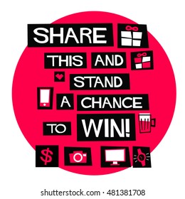 Share This And Stand A Chance To Win! (Flat Style Vector Illustration Contest Poster Design For Social Media)