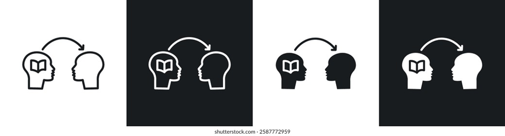 Share thoughts icon set black and white colors. Graphic Vector icons pack
