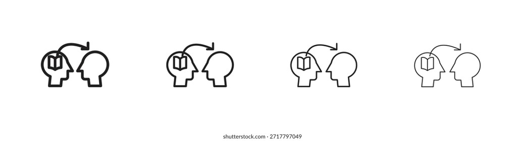 Conjunto de iconos de pensamientos de Compartir. Una colección de simples iconos negros de trazos finos